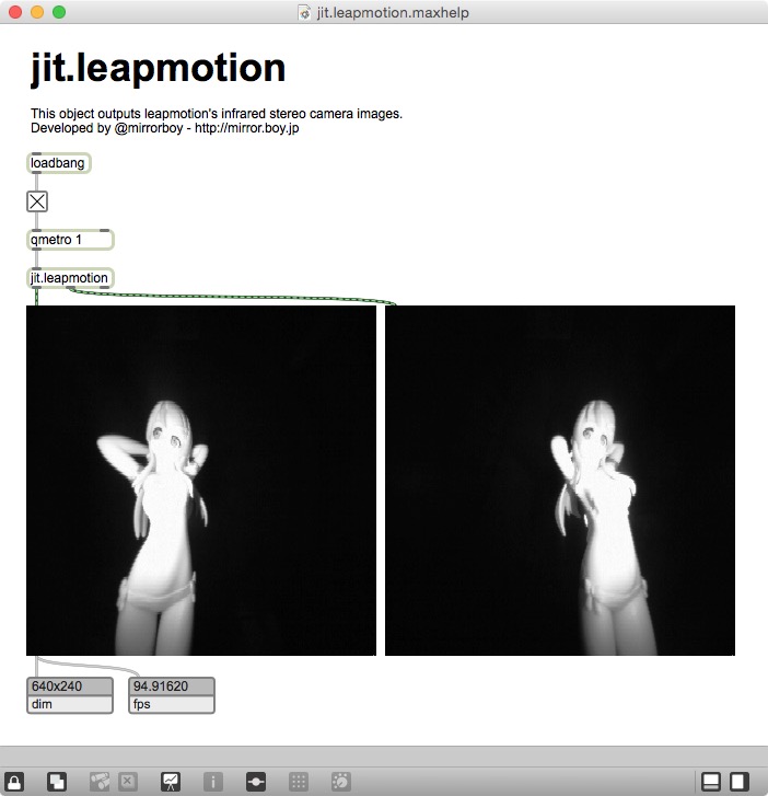 js 赤外線 jit.leapmotion リープモーションのステレオ赤外線カメラ画像 ...
